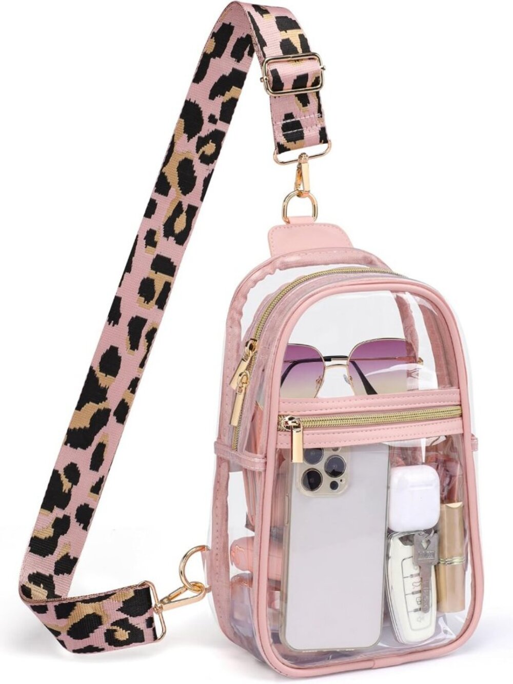 Clear Stadium Sling Bag - Holographic Crossbody for Events & Festivals, Jacquard